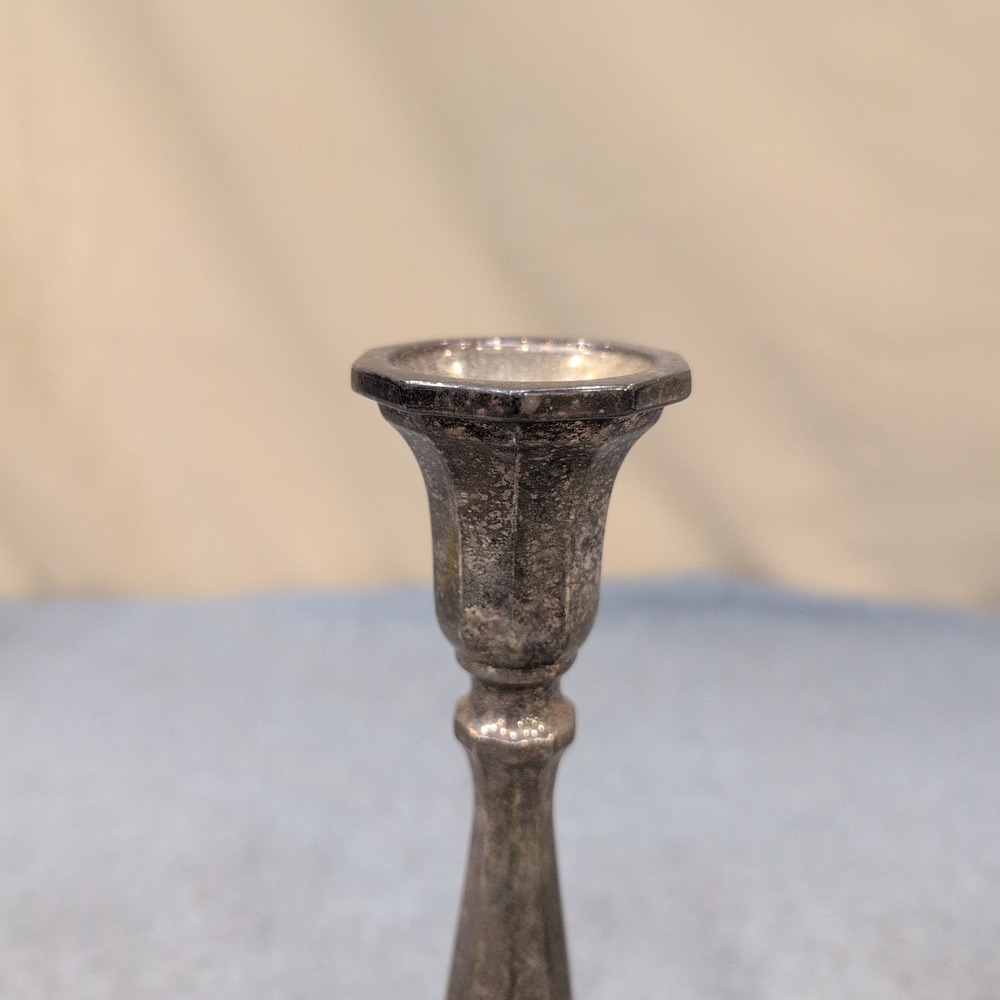 Vintage Silver Plated Octagonal Taper Candlestick Holders Set of 2 - Picture 3 of 5